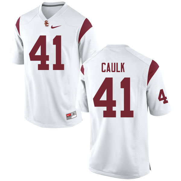 Men #41 Chris Caulk USC Trojans College Football Jerseys Sale-White
